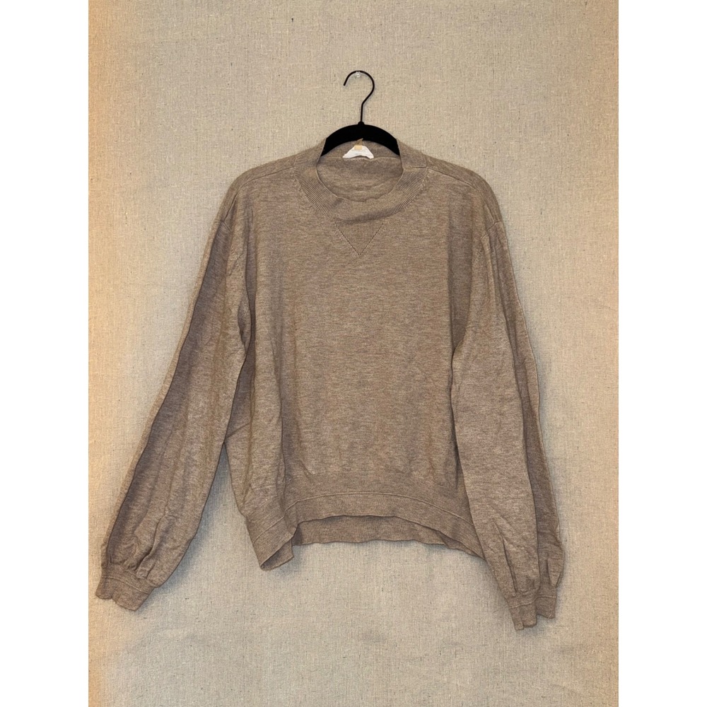 Milano Womens XL Taupe Brown Crewneck Knit Pullover Sweater Long Sleeve Relaxed